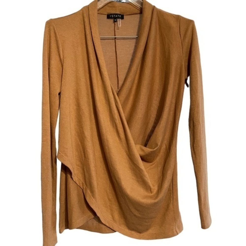 1. State Cross-Front Cozy Camel Knit Sweater Sz XS